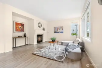 Cozy gas fireplace in family room