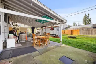 Back yard and covered Patio.