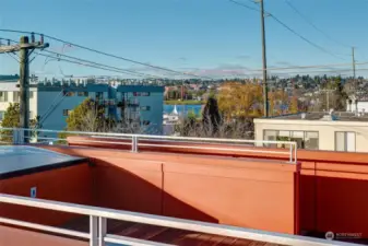 panoramic view from gasworks park, Olympic mountains, city skyline