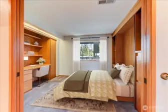 It's a guest room when needed and an efficient office as well.
