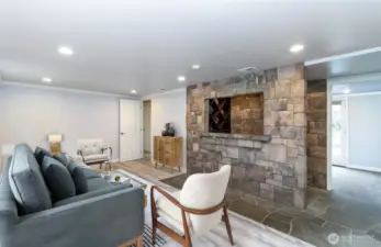 Opposite View of the Living Room~Virtually Staged~ Looking to the Bar & Wine Storage~