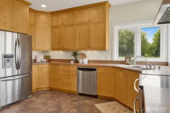 Stainless appliances and abundant cabinets