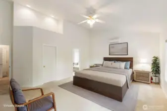 Primary Bedroom w/Slider to Patio Virtually Staged