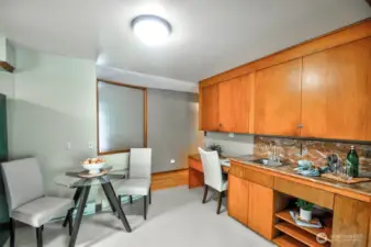 At the end of the kitchen - even more storage in this combination hutch and wet bar.