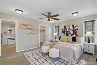 Everything you need is right here. Bedroom, bathroom, closet, all on one level without hallway traffic.