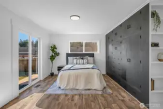 Massive original built-in closets in the primary bedroom keep some of the ordinal charm of the house!