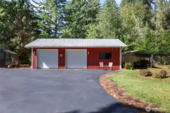 2 car garage plus shop area