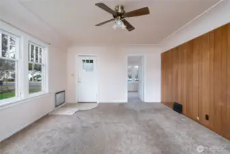 Coved ceilings add character to the space.