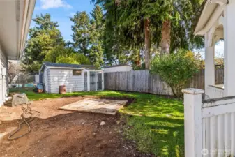 hot tub slab and garden shed outback