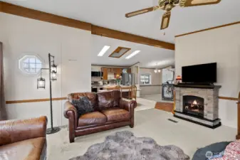 Family room looking towards kitchen