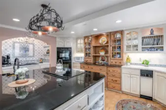 Granite countertops, Marble backsplash & guilt in glass ovens