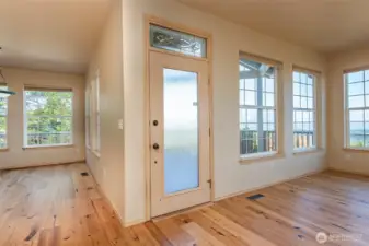 Living area to the right, kitchen to the left.