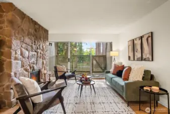 wood burning fireplace is quite the statement piece