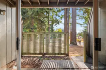 private, fenced patio