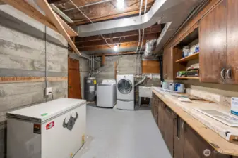 Unifished portion of the daylight lower. New plumbing, water heater.