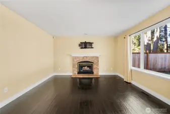 Family room with gas fireplace.