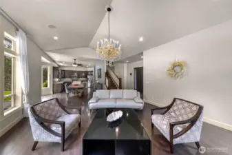 Living room looking toward dining area and kitchen
