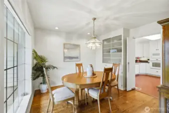Dining room looking back toward adjacent kitchen.