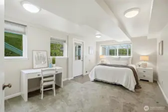 3rd bedroom is downstairs and has access to backyard and patio.