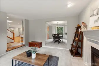 View from the formal living room to formal dining room