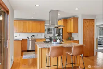 Kitchen island with gas stove top