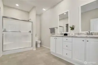 Primary Bathroom with double sinks!