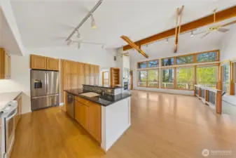 Entry point.  Kitchen on left, living in middle, dining out of view.