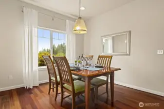 Designated dining space right off the kitchen.