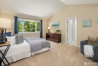 Vaulted ceilings create a luxurious aesthetic.