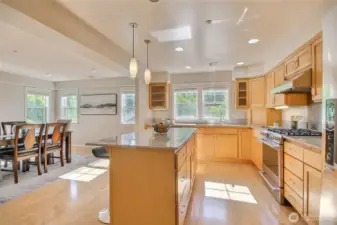 Kitchen island, plenty of storage, and stainless appliances.