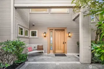 Covered level entry into home.