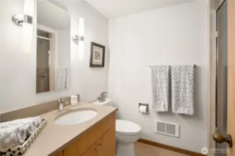 Downstairs bath with nice walk-in shower.
