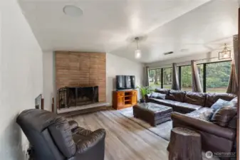 Very comfortable liv room w/ wood fireplace