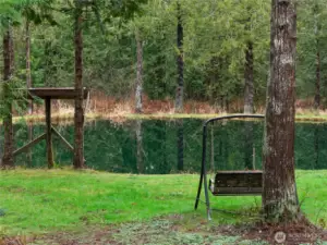 The pond has been home to lots of enjoyment for friends & family. Even a zipline!