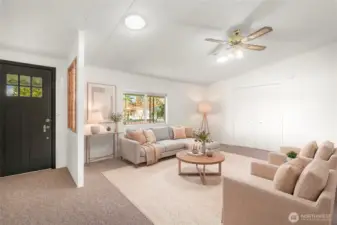 Virtually staged living room