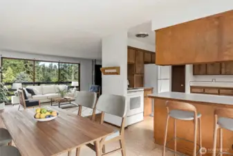 Dining area virtually staged.
