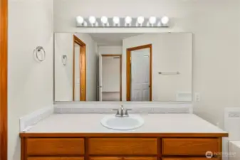 Primary bath room with 5 piece bath