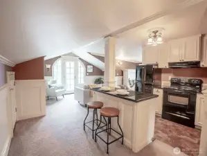 Apartment above the garage with the same millwork found in the main house.