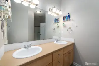 Dual vanity sinks in primary bath
