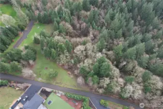 Aerial view of 114 Skyview Rd, Woodland corner 5 acre lot, electricity on lot
