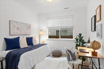 Main level versatile room - bedroom or flex space with added bonus of 3/4 bath across the hall!