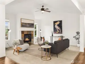A cozy living room with gas fireplace is the perfect place to relax.