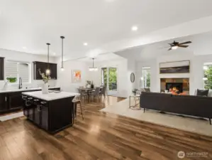 Another view of the great room layout with slider to the back deck and yard.