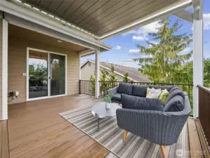 Looking back into the home from the spacious deck.