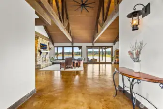 Entry into the nearly 3000 sq.ft. of lodgestyle, custom living space. Decor' polished, EZ maintenance, lifetime concrete floors