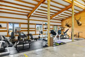 Keeping fit in the shop.