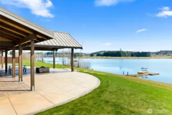 Park your boat/floatplane at the dock. Keep your swimming suit and fishing pole handy.