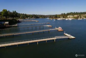 Lovely drone shot of the dock  to the west end of Eagle Harbor. Pristine beauty!