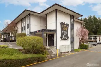 19411 is the first building you arrive at Casa Del Ray. Parking is to your left in the photo. Find parking spot 8 - designated for Unit 321.
