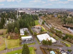Looking east to Lynnwood and the new Link light rail station. Scriber Lake is in the right side of the photo. Trails and green space is to the left in the photo. Just west of Casa Del Ray is Lynnwood Crossroads and Lynnwood Center - both retail areas make life easier.